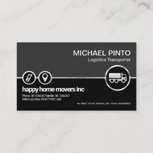 Grey Black Layer Faux Silver Location Icon Trucker Business Card