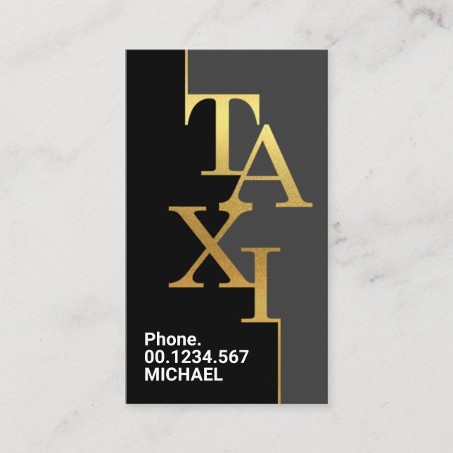 Grey Black Layers Gold Taxi Icon Designated Driver Business Card (Front)