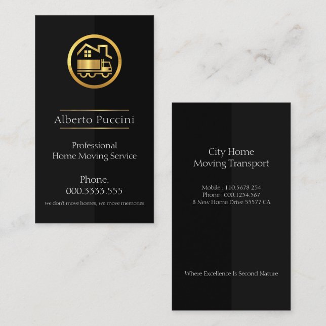 Grey-Black Layers Home Moving Business Card (Front/Back)
