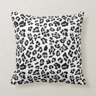 Grey Black Leopard Animal Print Pattern Cushion