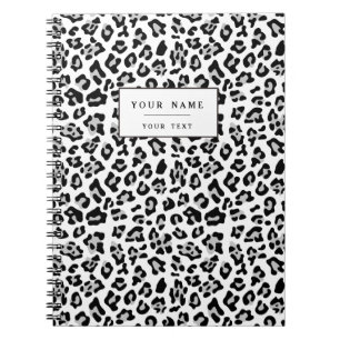 Grey Black Leopard Animal Print Pattern Notebook