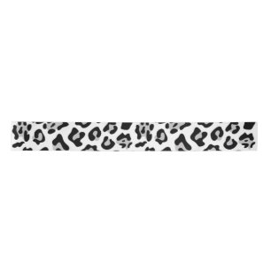 Grey Black Leopard Animal Print Pattern Satin Ribbon