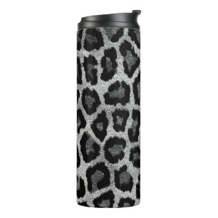Grey Black Leopard Animal Print Thermal Tumbler