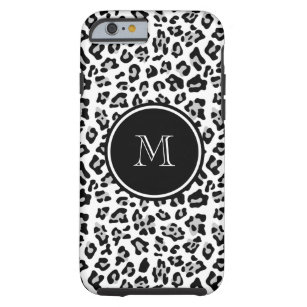 Grey Black Leopard Animal Print with Monogram Tough iPhone 6 Case