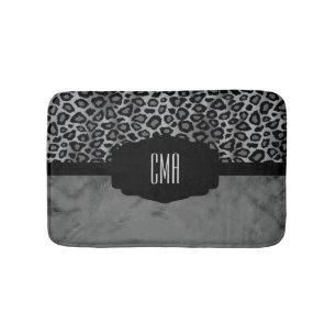 Grey & Black Leopard Pattern   DIY Monogram Bath Mat
