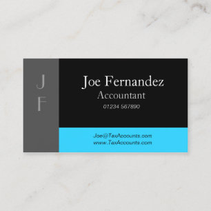 Grey Black & Light Blue Professional Business Card