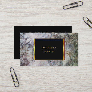 Grey black marble gold frame professional business card