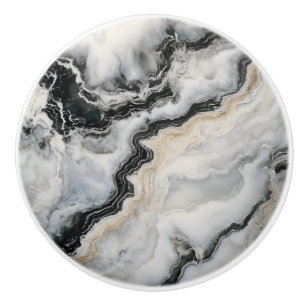 Grey Black Marble Pattern Ceramic Knob