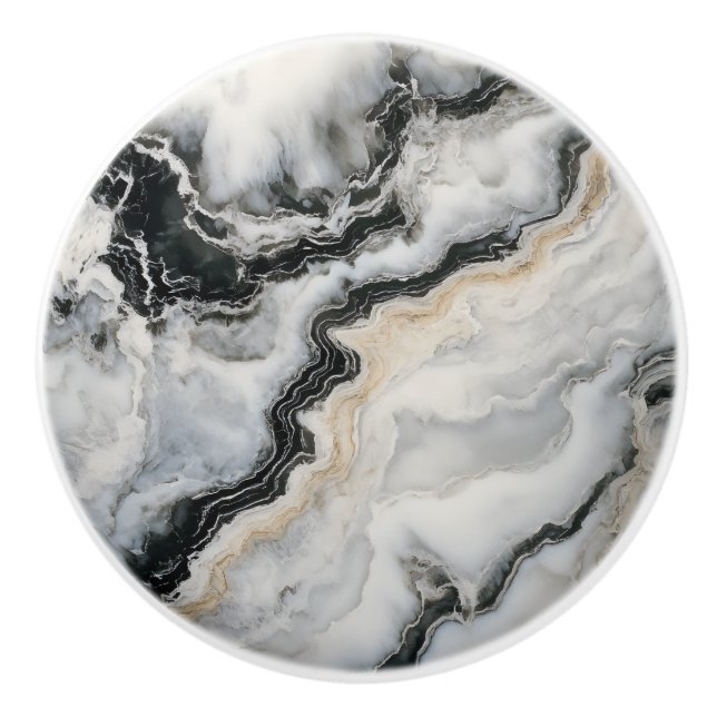 Grey Black Marble Pattern Ceramic Knob (Front)