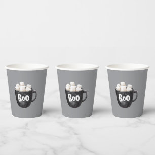 Grey Black Marshmallows Boo Paper Cups