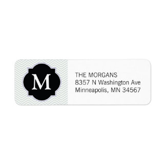Grey & Black Modern Chevron Custom Monogram Return Address Label