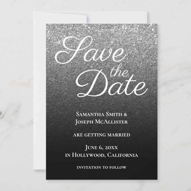 Grey Black Modern Gradient Save The Date (Front)