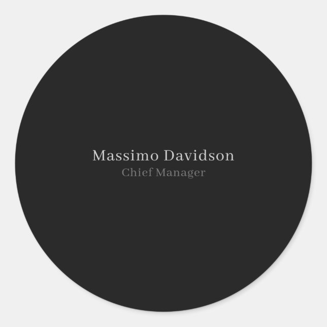 Grey Black Modern Minimalist Simple Serif Font Classic Round Sticker (Front)