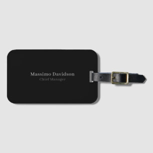 Grey Black Modern Minimalist Simple Serif Font Luggage Tag