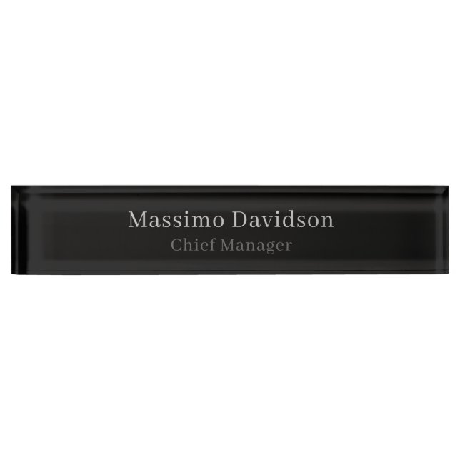 Grey Black Modern Minimalist Simple Serif Font Nameplate (Front)