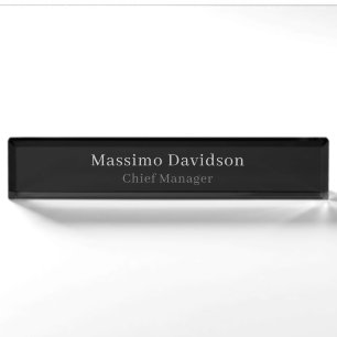Grey Black Modern Minimalist Simple Serif Font Nameplate