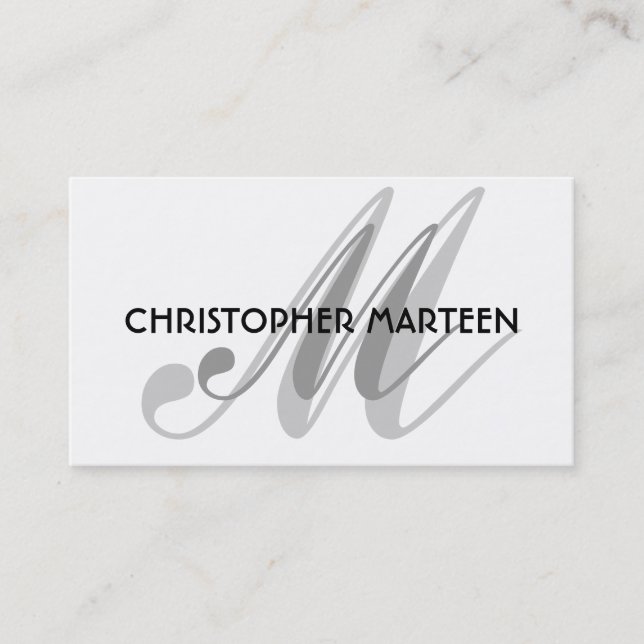Grey Black Monogram business cards (Front)