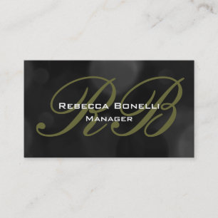 Grey Black Monogram Manager Business Card