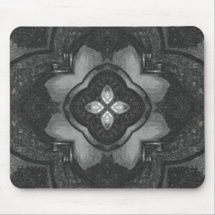 Grey Black Pencil Floral Pattern Mouse Pad