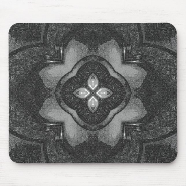 Grey Black Pencil Floral Pattern Mouse Pad (Front)