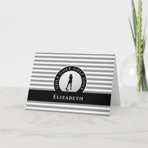 Grey Black Personalised For Her Golfer Thank You Note Card