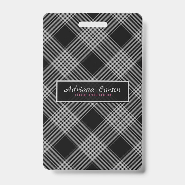 Grey & Black Plaid ID Badge (Front)