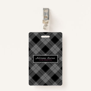 Grey & Black Plaid ID Badge