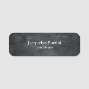 Grey Black Plain Elegant Modern Minimalist Name Tag