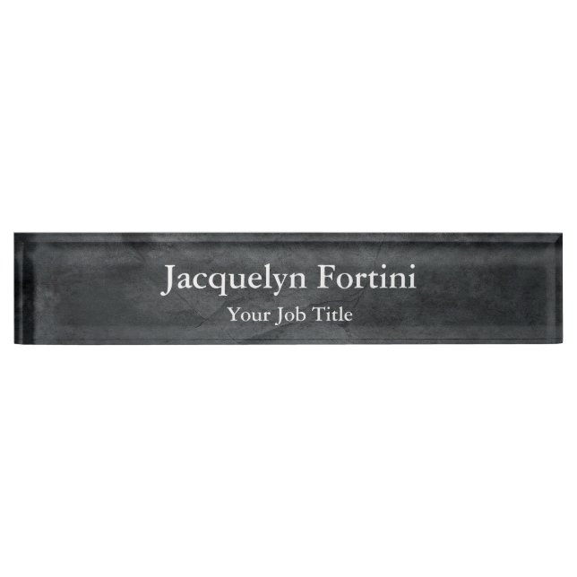 Grey Black Plain Elegant Modern Minimalist Nameplate (Front)