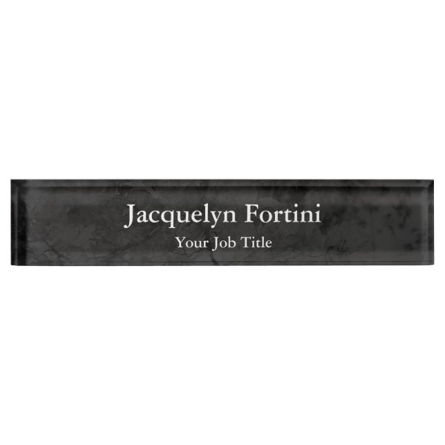 Grey Black Plain Elegant Modern Minimalist Nameplate (Front)