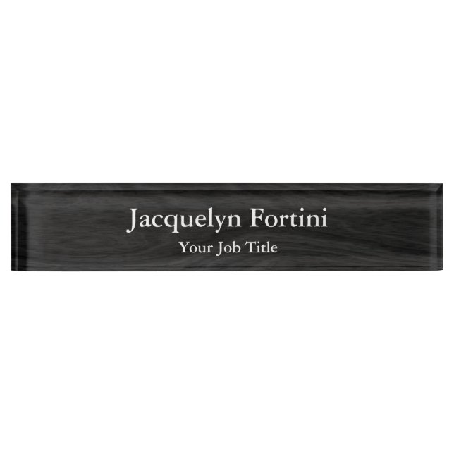 Grey Black Plain Elegant Modern Minimalist Nameplate (Front)