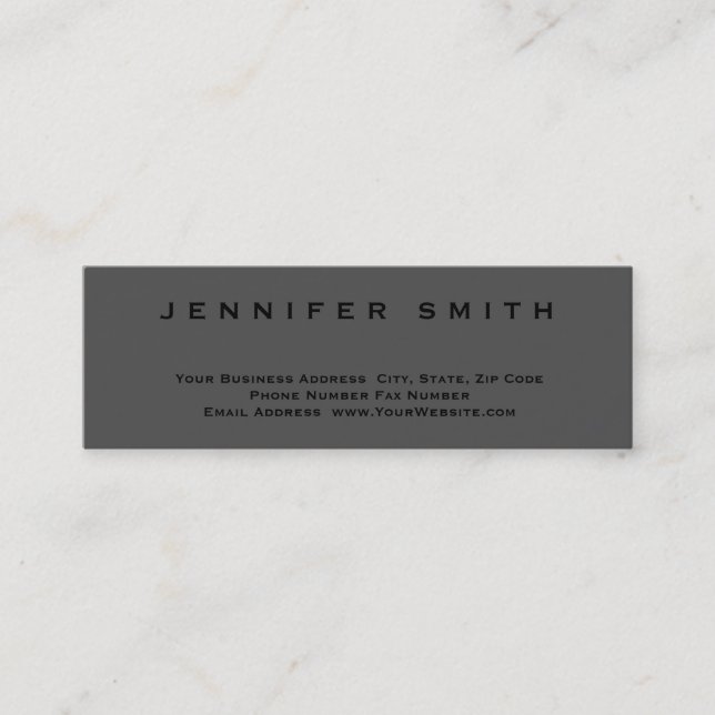 Grey Black Plain Standard Slim Business Card (Front)