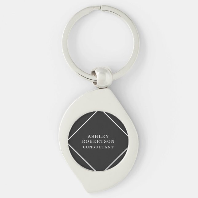 Grey Black Professional Stylish Trendy Minimalist Key Ring (Front)
