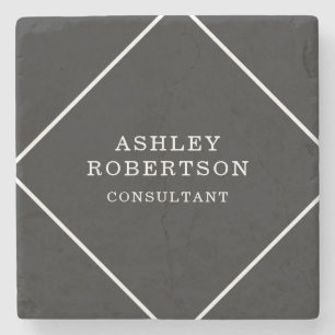 Grey Black Professional Stylish Trendy Minimalist Stone Coaster