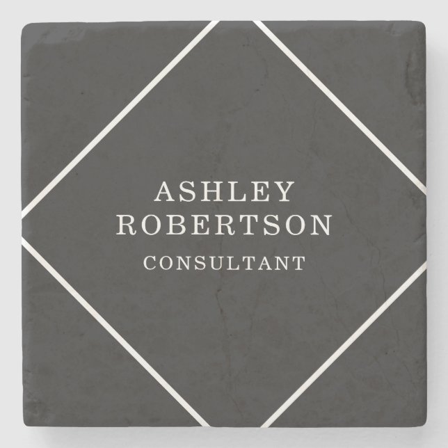 Grey Black Professional Stylish Trendy Minimalist Stone Coaster (Front)