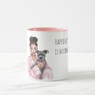 Grey Black Puppy Black Lady Dog Mom   Mug