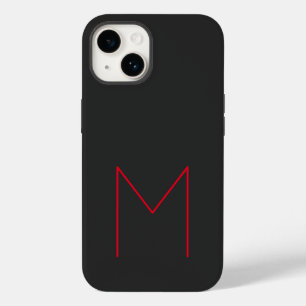 Grey Black Red Bold Monogram Modern Your Name Case-Mate iPhone 14 Case