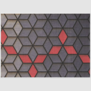Grey Black Red Cubes Tissue Paper