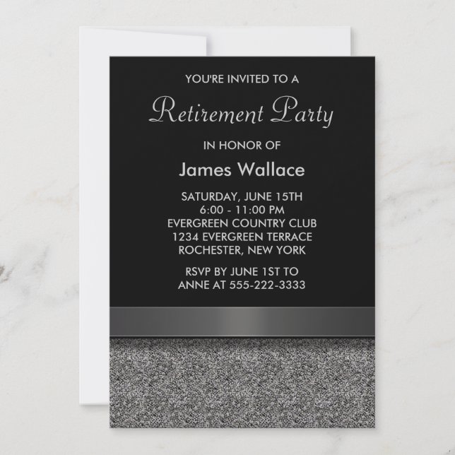 Grey Black Retirement Party Invitation (Front)
