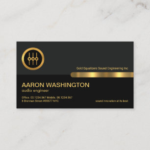 Grey Black Retro Column Gold Sound Equalizer Audio Business Card