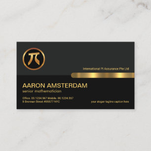 Grey Black Retro Columns Gold Numbers Pi Math Business Card