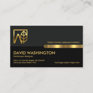 Grey Black Retro Columns Landscaping Landscaper Business Card