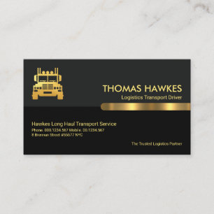 Grey Black Retro Columns Layers Trucking Business Card