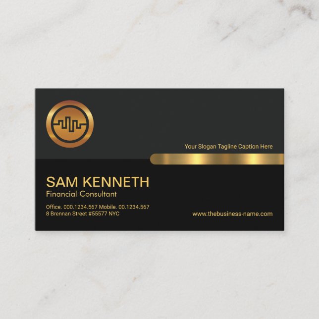 Grey Black Retro Columns Stock Broker Business Card (Front)