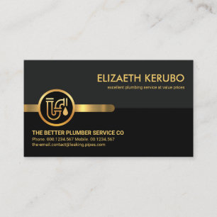 Grey Black Retro Layers Plumbing Business Card