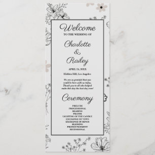 Grey Black Retro Y2K Hippie Flower Pattern Program
