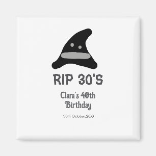 Grey black RIP 30's 40th birthday witch hat hallow Magnet
