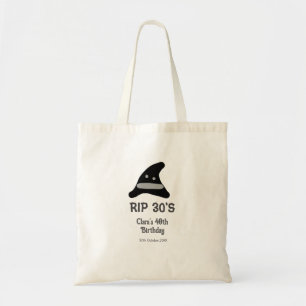 Grey black RIP 30's 40th birthday witch hat hallow Tote Bag
