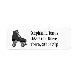 Grey Black Roller Skates Skating Label Return Address Label