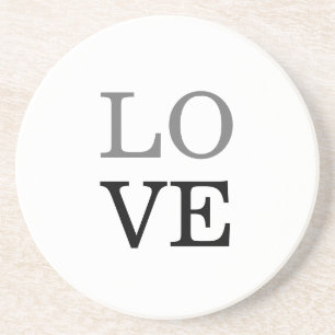Grey Black Script Love Wedding  Coaster